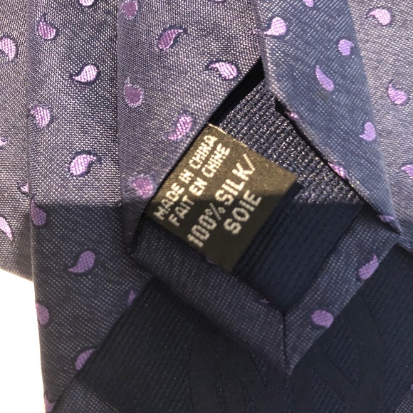 Michael Kors 100% Silk Tie Paisley Blue Purple - Picture 4 of 4